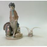 LLadro lady figure of girl walking with chickens and damaged figure of swan. (2).