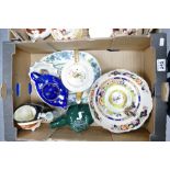 A mixed collection of ceramic items to include - large Masons type serving platter Sadlers floral