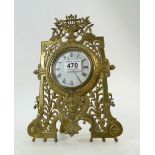 Ornate brass picture frame mantle clock with French balance movement,