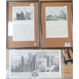 A collection of framed late 19th century prints titled Abergavenny Castle' plate one and plate two