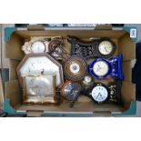 A mixed collection of clocks to include, oak cased wall hanging,