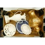 A mixed collection of ceramic items to include Royal Creamware decorative two handled vase,