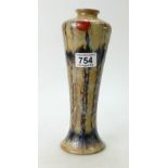 Cobridge Stoneware vase decorated in a mottled brown and purple glaze,