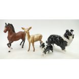 A small collection of bewick to include a Prancing Arab 1261 large sheepdog 1972 ,