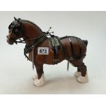 Beswick model of Shire Horse Burnham Beauty 2309 in full working harness