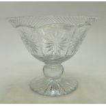 Large pressed glass footed fruit bowl height 20cm.