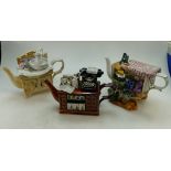 A collection of three Cardew design novelty teapots with themes of The Tea Shop,