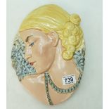 Beswick Art Deco wall plaque Lady with Beads 436,