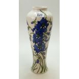 Moorcroft Delphinium vase, designed by Kerry Goodwin. Firsts in quality, height 35.