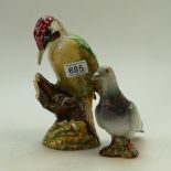 Beswick Woodpecker 1218 and grey Pigeon 1383(nip to beak) (2)