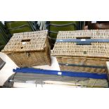 A large selection of fishing tackle / equipment to include - five vintage cork handled rods,