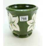 Moorcroft 1980s planter decorated in the white lily design on green ground, diameter 18cm,
