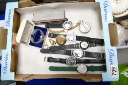 A collection of gents wristwatches including Fero world watch, Pulsar, Lorus, Sekonda pocket watch,