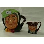 Royal Doulton large character jug Sairey Gamp D451 and small Old Charley