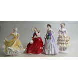 Royal Doulton lady figures Ninette HN2379, Autumn Breezes HN1934,