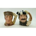 Royal Doulton large character jug Trapper D6609 and Davy Crockett/Antonio Sanchez de Santa Anna