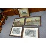 Early twentieth century prints including framed prints ''All that ends well'' and ''Love laughs at