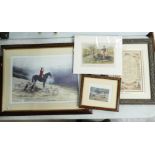 A collection of framed and un-mounted Hunting theme prints(4)