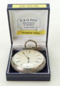 19th century Silver chronograph pocket watch J Hargreaves of Liverpool with key