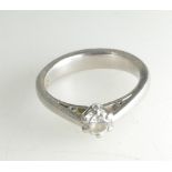 Platinum ladies solitaire diamond ring, 6.