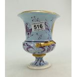 19th century Crown Derby two handled urn decorated with panel of river & bridge scene ''In Italy'',