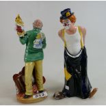 Royal Doulton character figure Punch and Judy Man HN2765 and Tiptoe HN3293 both 2nds (2).