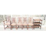 Five oak barley twist dining chairs including carver & similar drinks trolley(6)