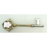 Hallmarked silver key, bearing hallmarks for Birmingham 1904, cased. Presented to Cllr.