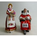 Royal Doulton character figure The Judge HN2443, and lady figure Old Country Roses HN3692. (2).