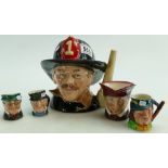 Large Royal Doulton seconds character jug The Fireman D6697,