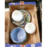 A mixed collection of Wedgwood Jasperware plates and bowl, pair of Royal Doulton vases,