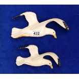 Beswick Seagull wall plaques 658-3 and 658-4 (2). Underglazed hairline crack to wing.