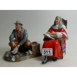 Royal Doulton Matt character figures The Judge HN2443, and Bon Appetite HN2444 both 2nds. (2).