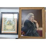 Large framed print of Queen Victoria and a similar Masonic themed item (2)
