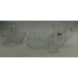 A collection of quality cut glass crystal items to include water jugs, pot pourri bowl,