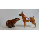 Royal Doulton Rare brown bear from Chatcull series HN2659 and Boxer 2643(2)