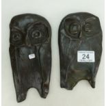 Two patinated bronze sculptures fashioned as owls