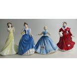 Royal Doulton lady figures - Jennifer HN2392, The Skater HN3439, Katherine HN4040 and Helen HN3601.