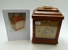 Reproduction wood mantel clock with brass handle & feet with German Westminister chime movement,