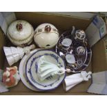 A collection of pottery including porcelain Imari