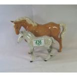 Beswick grey shire foal 1053 and Palomino horse 85