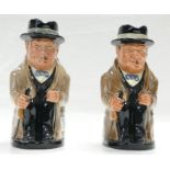 Royal Doulton large toby jugs Whinston Churchill x 2, both seconds