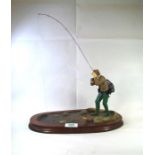 Border fine arts model of a fly fisherman landing