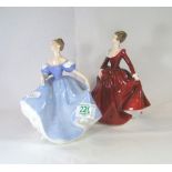 Royal Doulton lady figures Catherine HN3413 and Fr