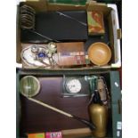 A collection of items including boxed cutlery sets