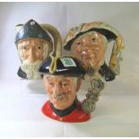 Royal Doulton large character jugs to include Pearly Queen D6759, Chelsea Pensioner D 6817 (