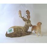 Beswick seated stag 954 and small Beswiick retriev