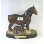 Beswick shire horse and foal on ceramic base entit