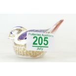 Royal Crown Derby bird paperweight with gold stopp