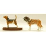 Beswick St Bernard 2221 and Connisuer Beagle 1933B(2)